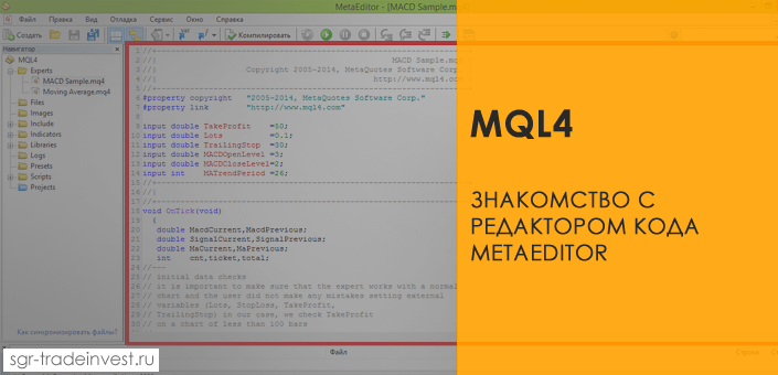 MQL4: Знакомство с редактором кода MetaEditor. Открытие программы, процесс компиляции